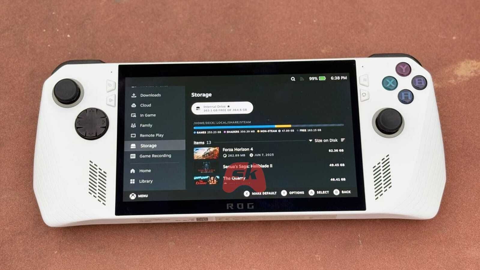 SteamOS takes significantly less storage on Asus ROG Ally (Image captured by author || ROG and Steam)